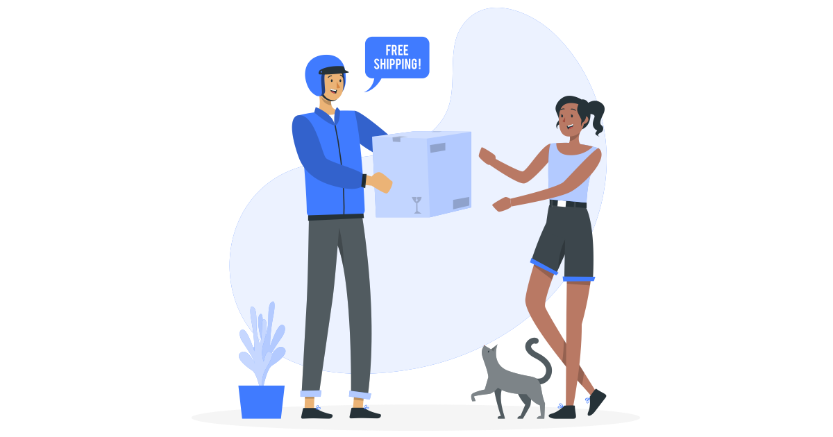 Illustration showing cross-border trust signals such as local delivery, easy returns, and clear shipping messaging helping an international customer feel confident buying.