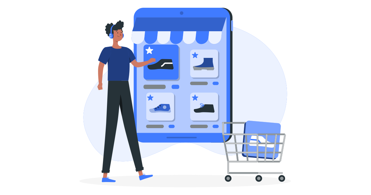 Illustration showing local search results in a new market where retailers, marketplaces, ads, and comparison sites compete with the official brand website.